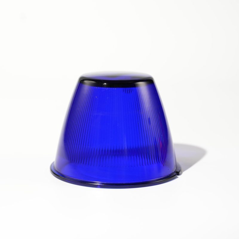 Blue Ribbed Conical Glass Lampshade (3)