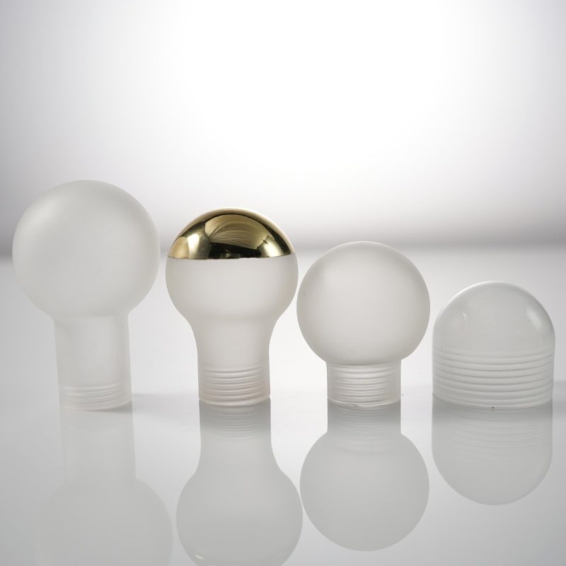 Electroplated Gold-Top Frosted Threaded Glass Bulb Cover