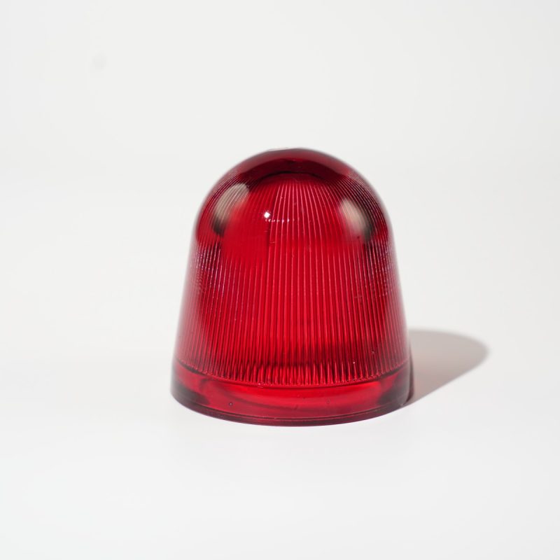 Red Ribbed Glass Signal Lamp Shade (2)